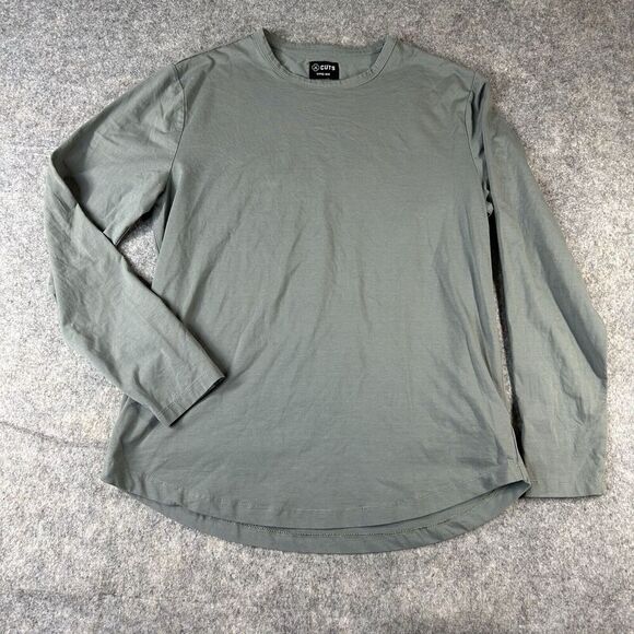 Cuts Clothing Shirt Mens Large Curve Hem Long Sleeve Tee Gray Casual - Picture 1 of 8